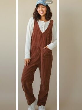 NewIn Corduroy Pocket Jumpsuit -Chocolate Brown